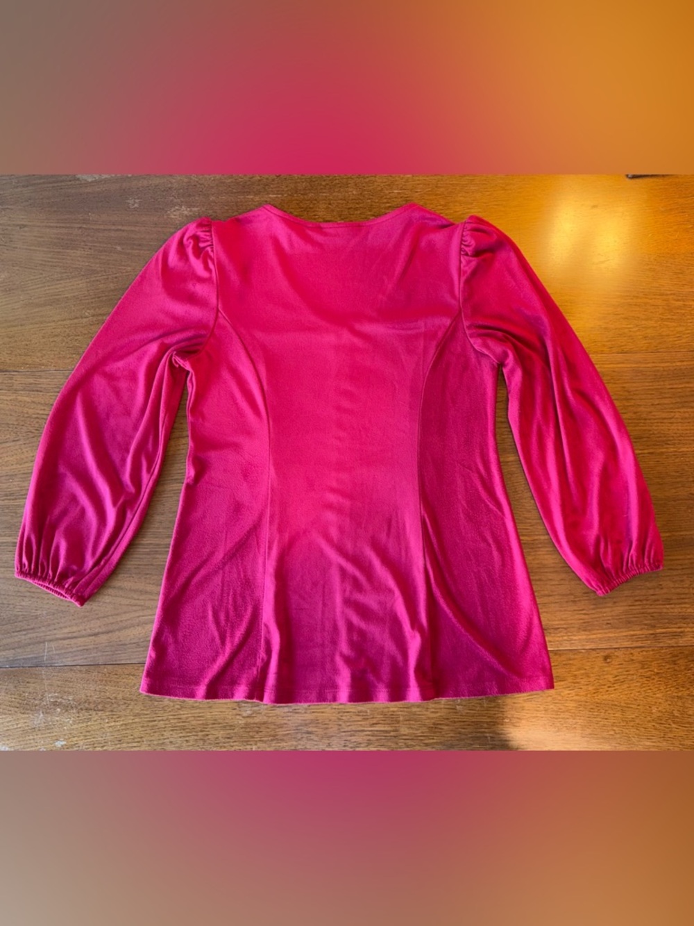 Susan Graver Crimson V-Neck Puff-Sleeve Top - Picture 11 of 11